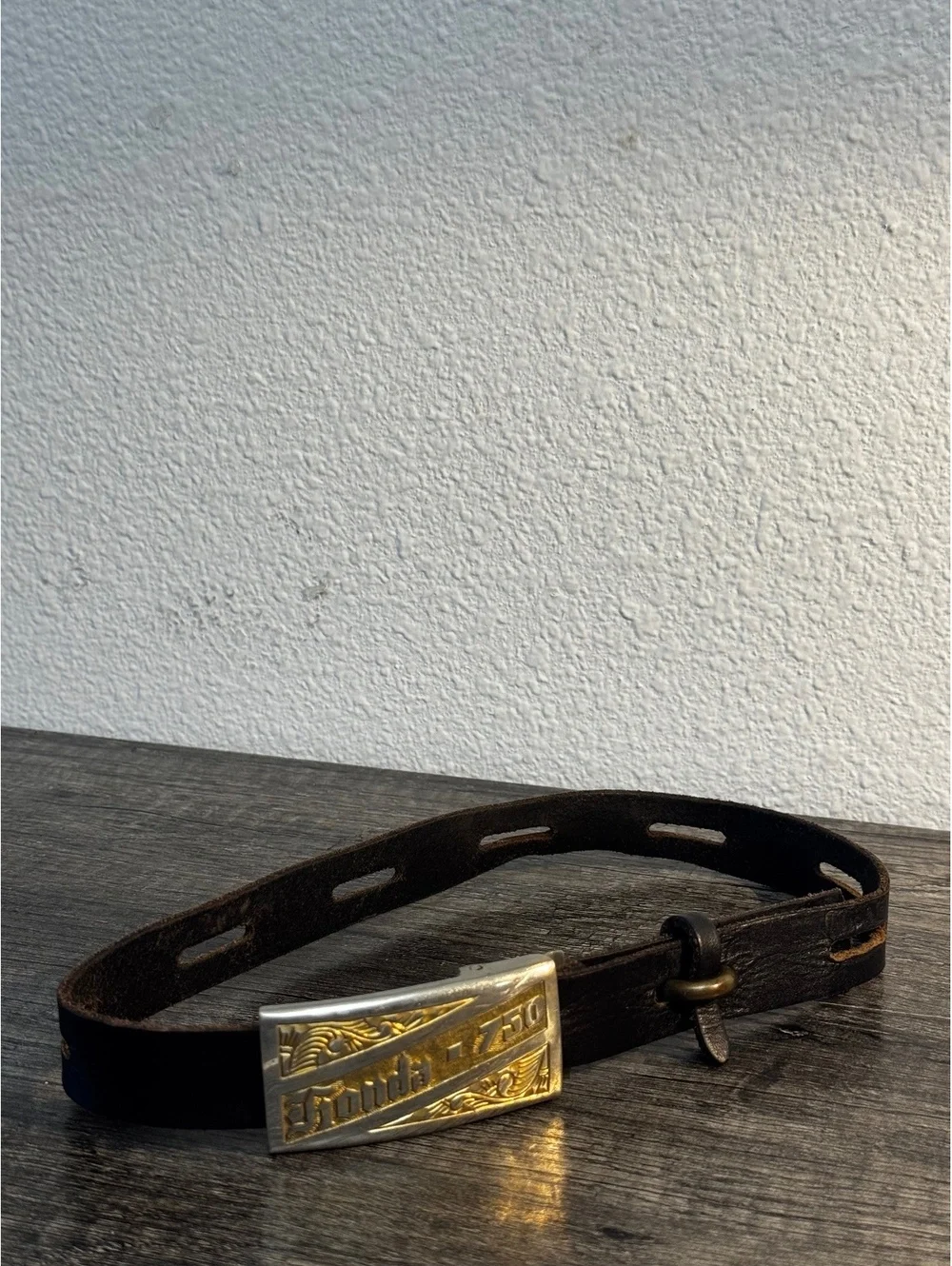 Honda 750 Motorcycle Belt Buckle Leather Belt 2XL Biker Retro